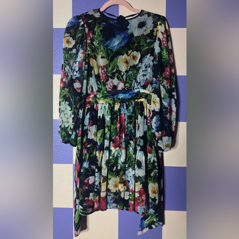NWT LDT Ink Eden Floral Open Back Mini Dress with Pockets - Size 4